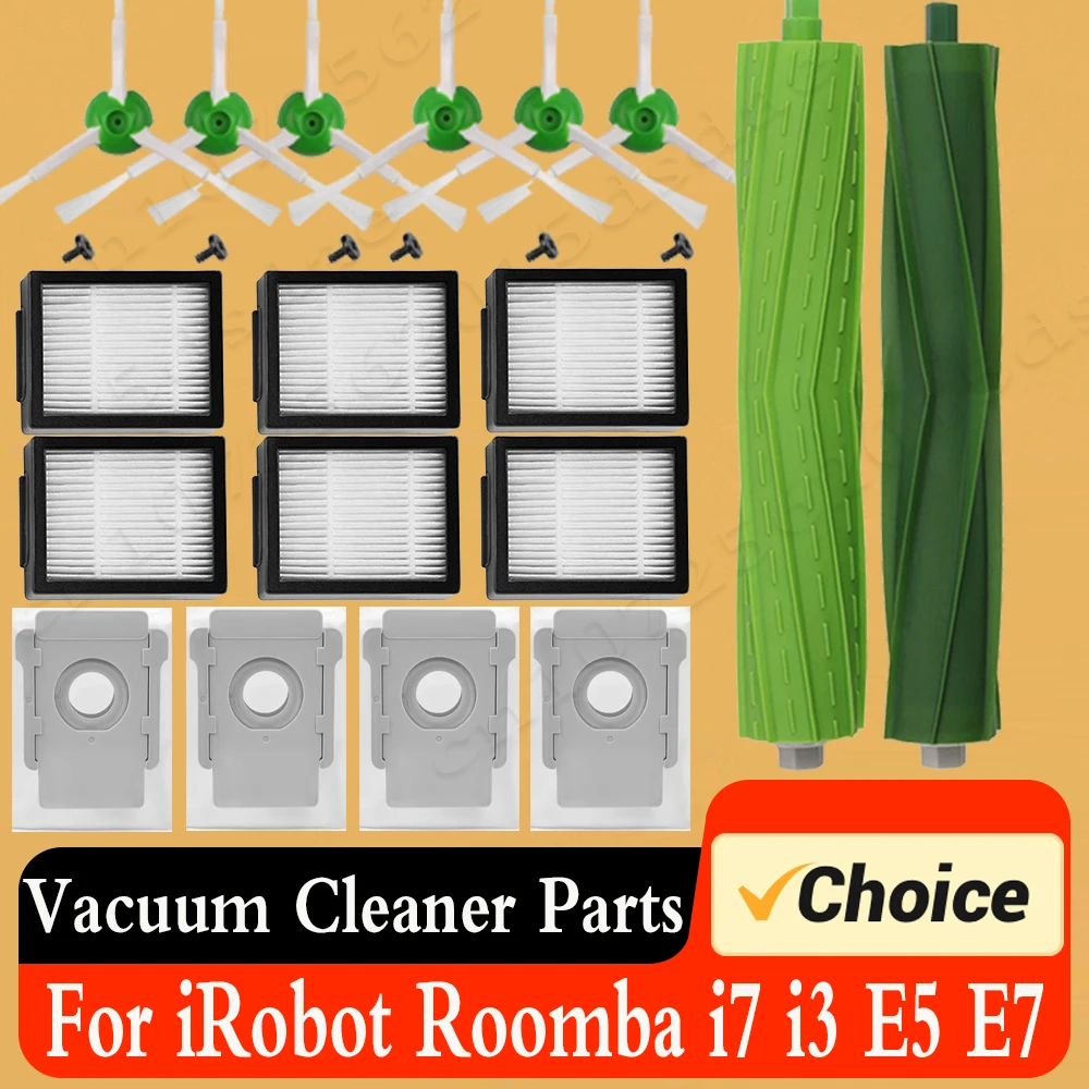 Peças de aspirador robô Saco de pó Escova lateral principal Filtro de reposição Hepa Acessórios Irobot Roomba, I7, I8, E5, E6, I3, J7, I6