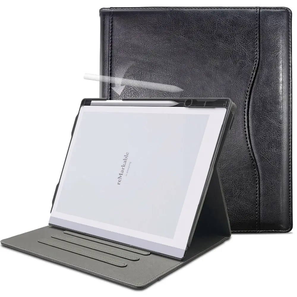 Wear-resistant 10.3 Inch Tablet Case Adjustable Angle Stand 360° Rotatable Folio Funda Pen Slot Leather for Remarkable 2