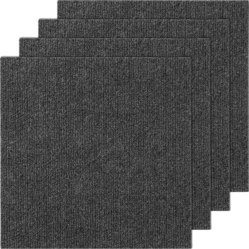 Self-Adhesive Carpet Tiles 12x12 - Dark Gray Peel & Stick Soft Padded Flooring for Easy DIY | 12 Pack Indoor/Outdoor