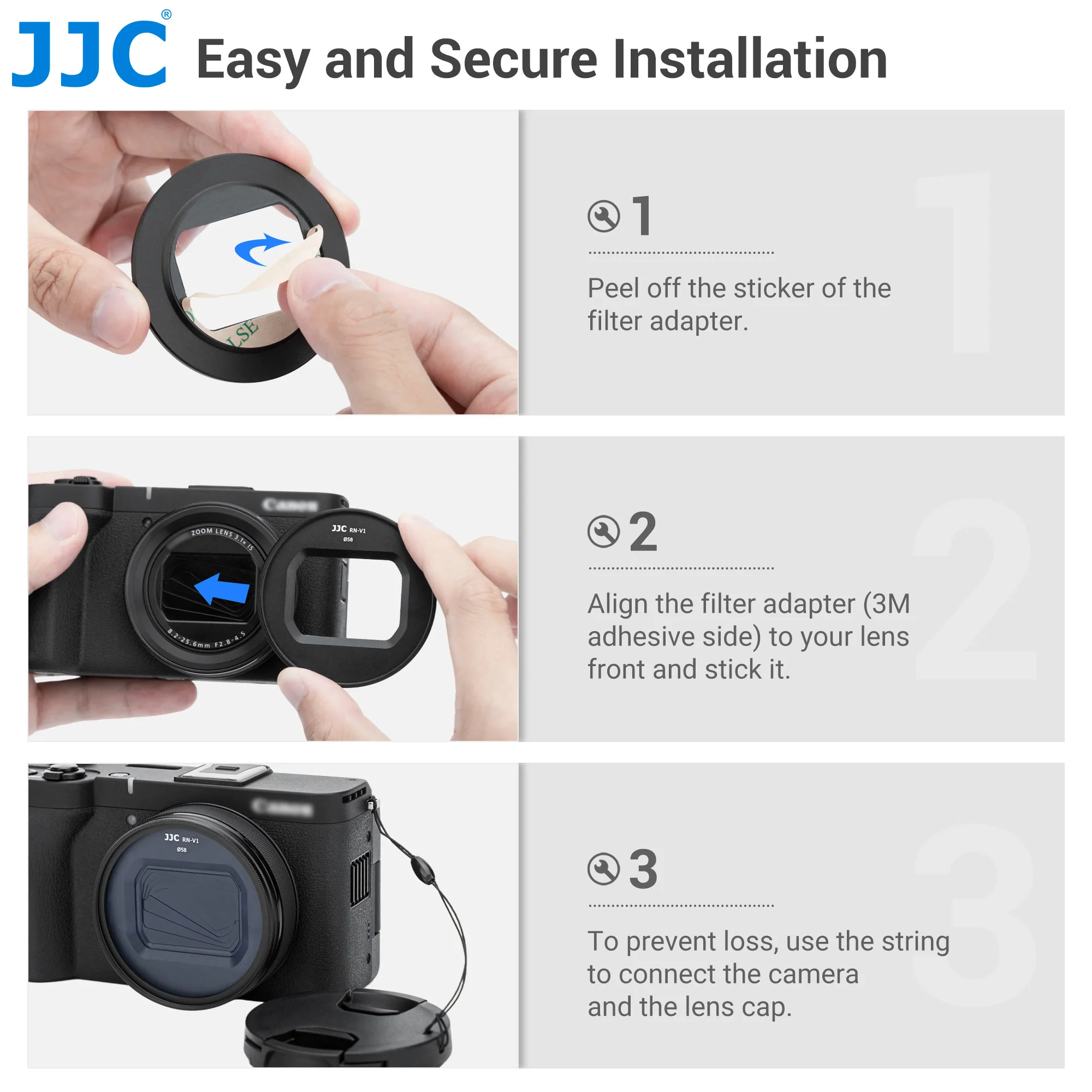 JJC アルミ合金フィルターアダプター Canon PowerShot V1 カメラ用