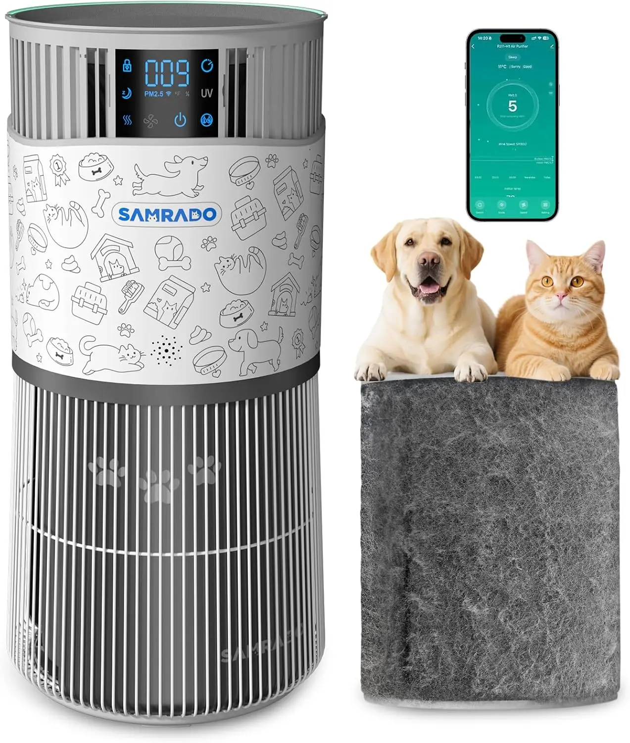 Purificador de Aire Inteligente con WiFi para Habitaciones Grandes de hasta 4000 Pies Cuadrados, Filtro HEPA H13 para Pelo y Olor de Mascotas, Ultra Silencioso