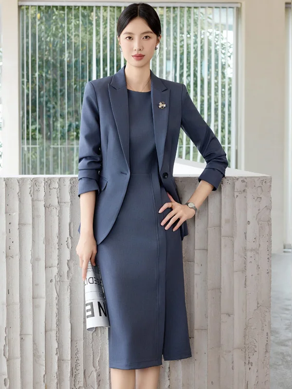 

Elegant Ladylike Professional Suit Set Women's Autumn Fashion Personality Western Style Sleeveless Wrap Dress Two-Piece Set