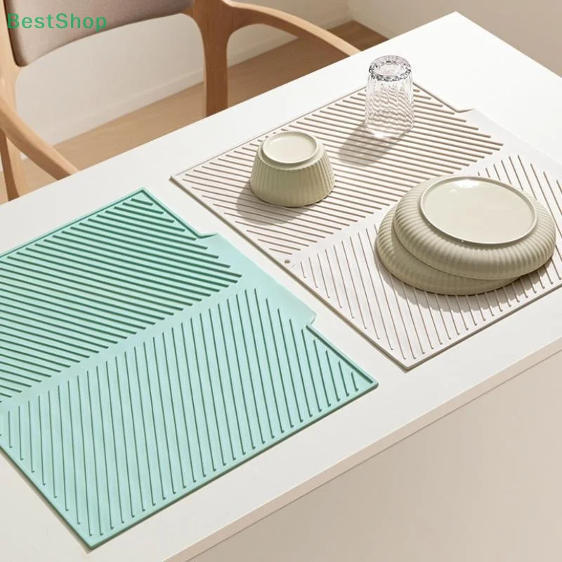 

〔Victoria〕Silicone Drain Pad Super Absorbent Dish Drying Mats Kitchen Counter Dry Draining Mat Anti-scald Coaster