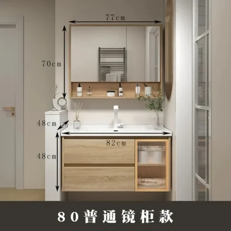 Jewelry Locker Decorations Bathroom Cabinet Small Mirror Wooden Closet Display Cabinet Shelves Washbasin Gabinetesalon Furniture