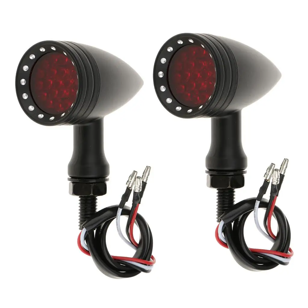 

2 Piece 20-LED BrakeTurn Signal Tail Light for Motorcycle Black + Red #5