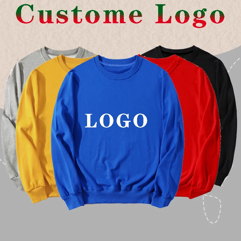 Customized Logo Spring and Autumn Thin Round Neck Long-sleeved Overalls Men's and Women's Simple Solid Color Casual Jumper