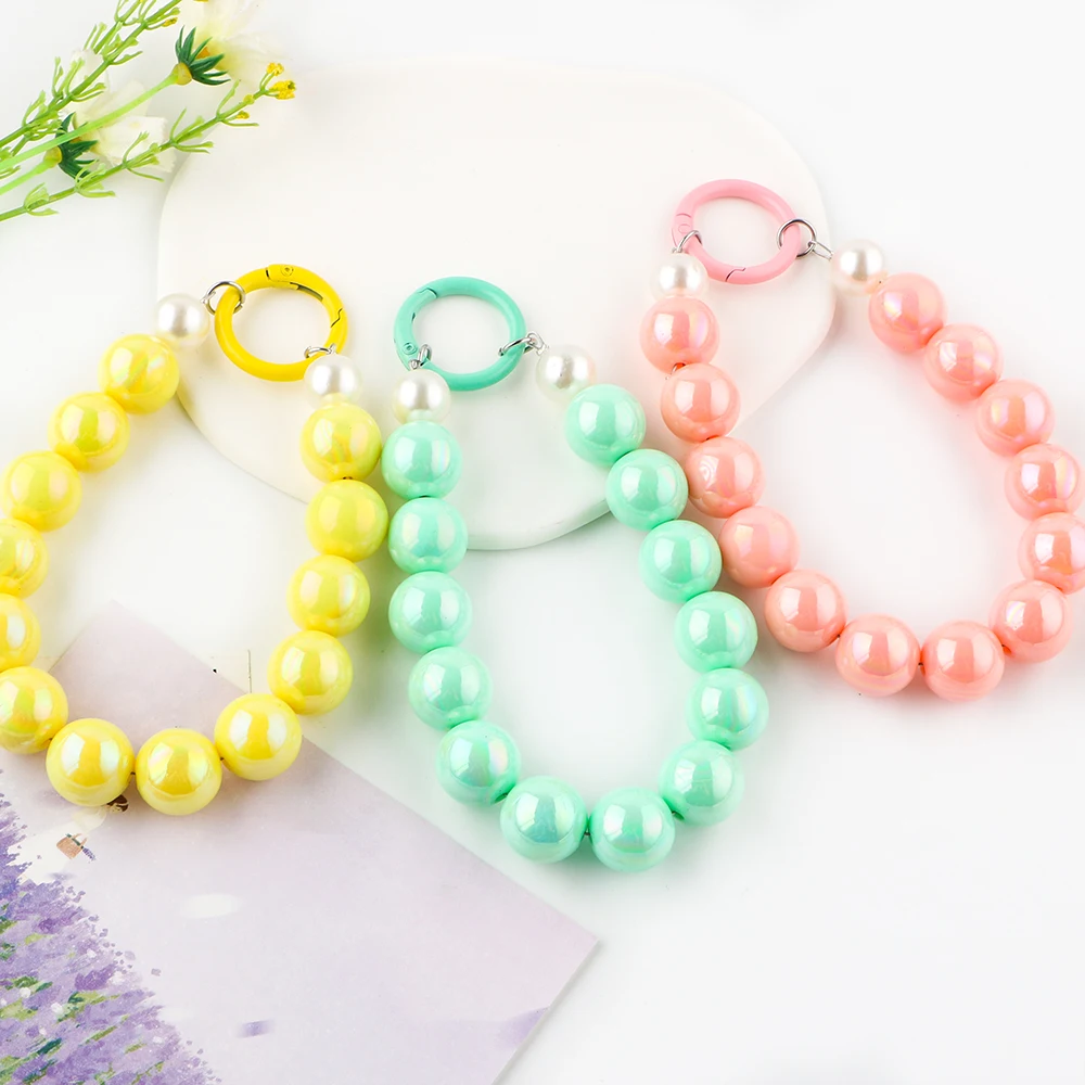 1Set Acrylic Solid Color Round Beads Multi Functional Chain Applicable To Backpack Pendant Keychain Phone Chain Accessories Etc