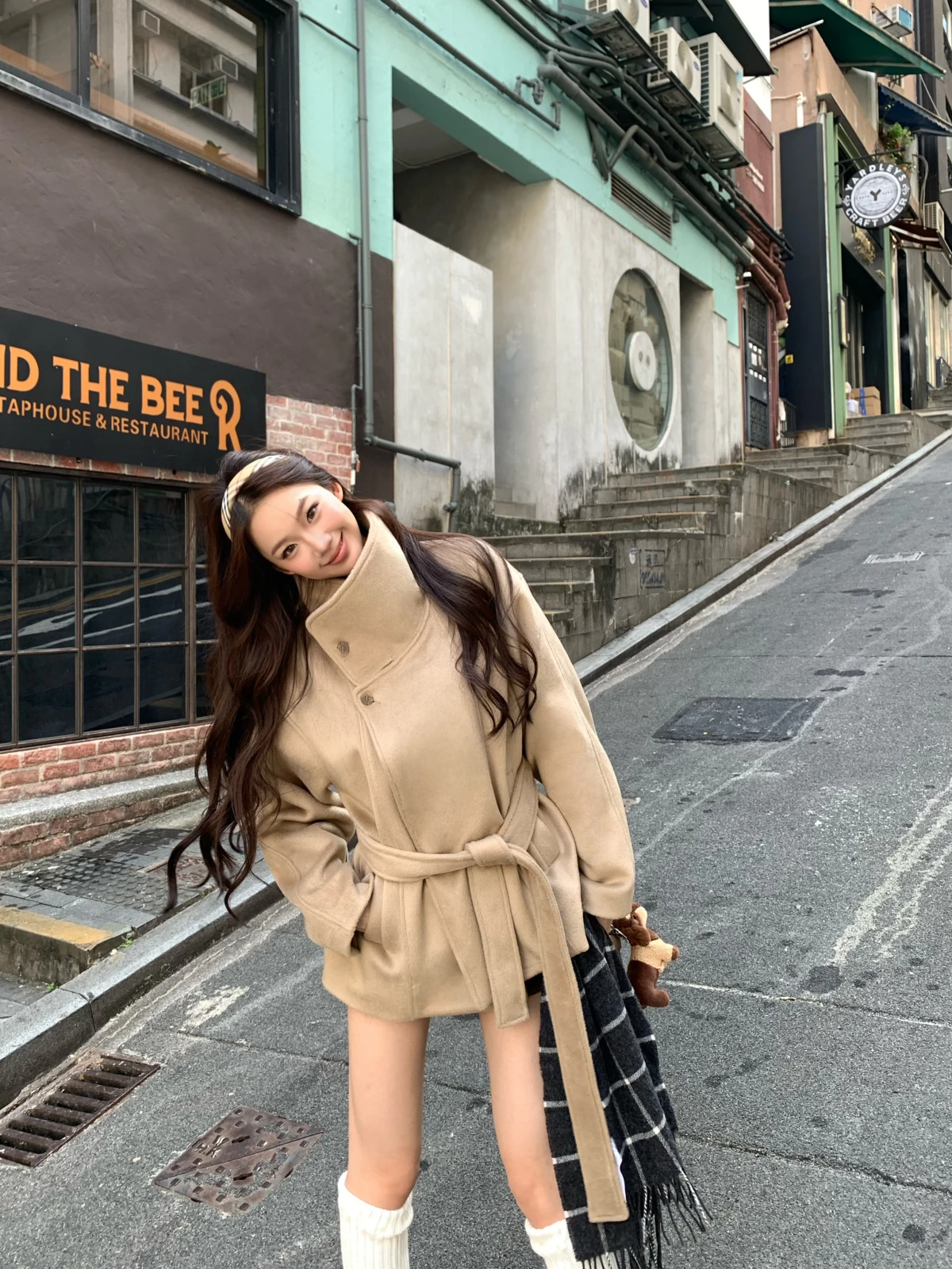 

Женское шерстяное пальто FHEER Briti Sle с воротником-стойкой и поясом, осенне-зимняя модная повседневная утепленная верхняя одежда из полиэстера