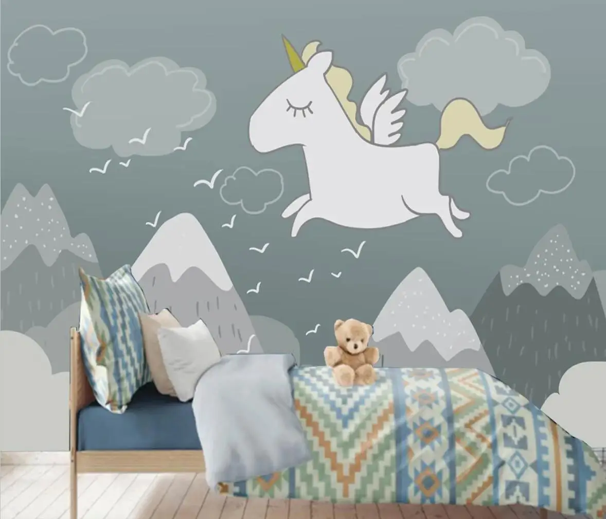 beibehang 3D large wallpaper mural hand-painted pegasus unicorn children background wall vinilo decorativo pared