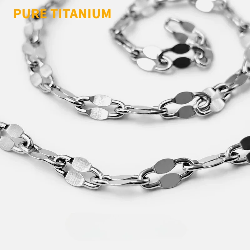 NEW Pure Titanium Lip Style Chain Necklace Fashion 2/2.2/4.2mm Width Anti-Allergic Skin Friendly Collar Necklace Jewelry Gifts