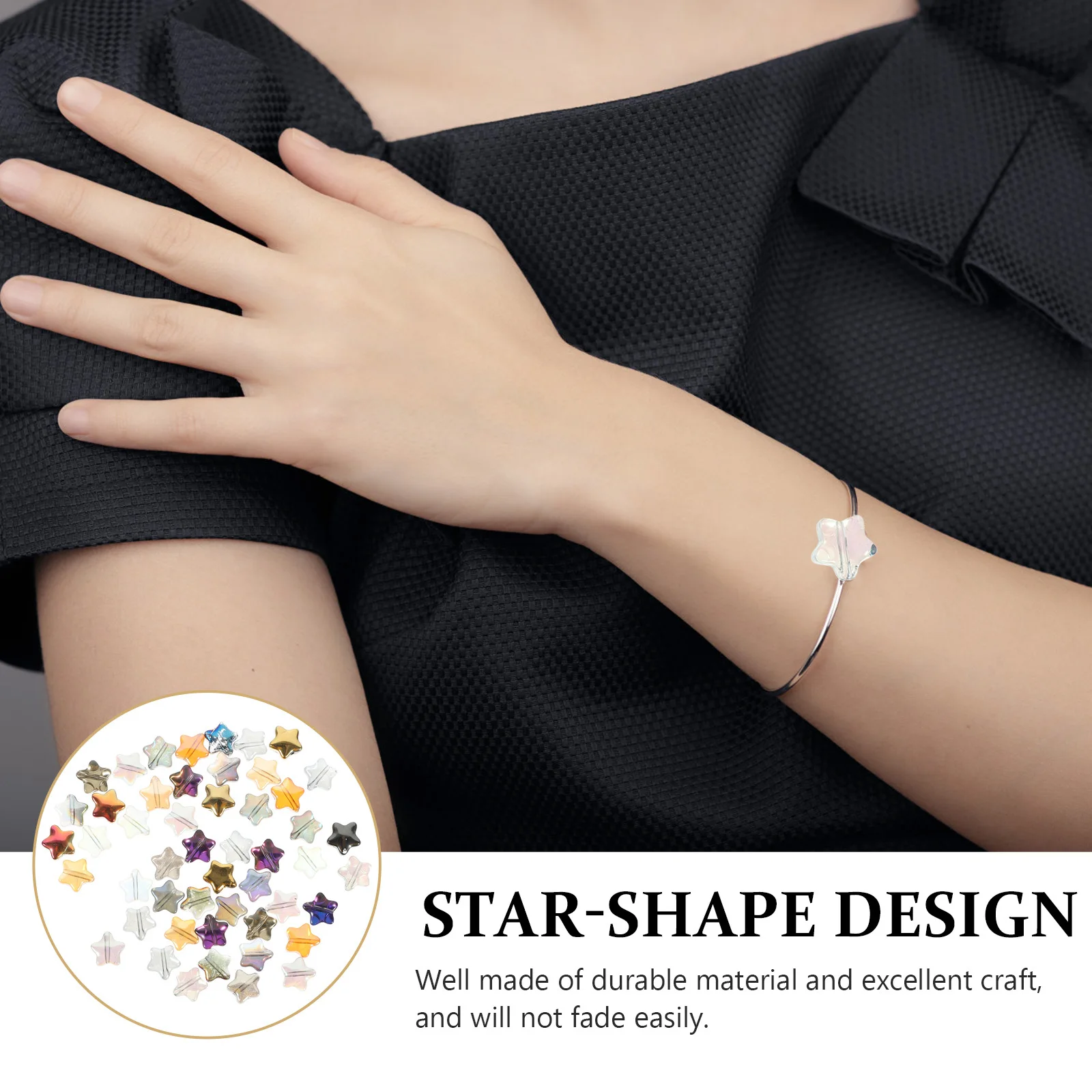 

200Pcs Star Shape Glass Beads DIY Jewelry Spacer Beads Necklace Bracelet Making Craft Accessories DIY Jewelry Accessories