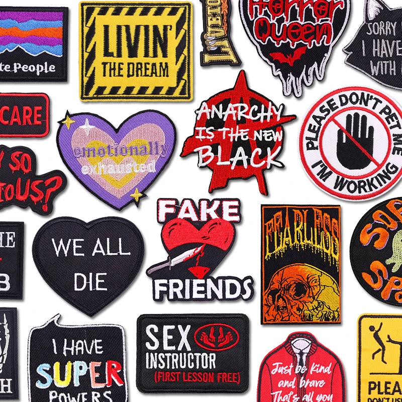 Punk-Buchstaben-Stickerei-Aufnäher für Jacken, zum Aufnähen oder Aufbügeln, „Live To Ride“-Aufnäher für Kleidung, Jacken-Dekoration