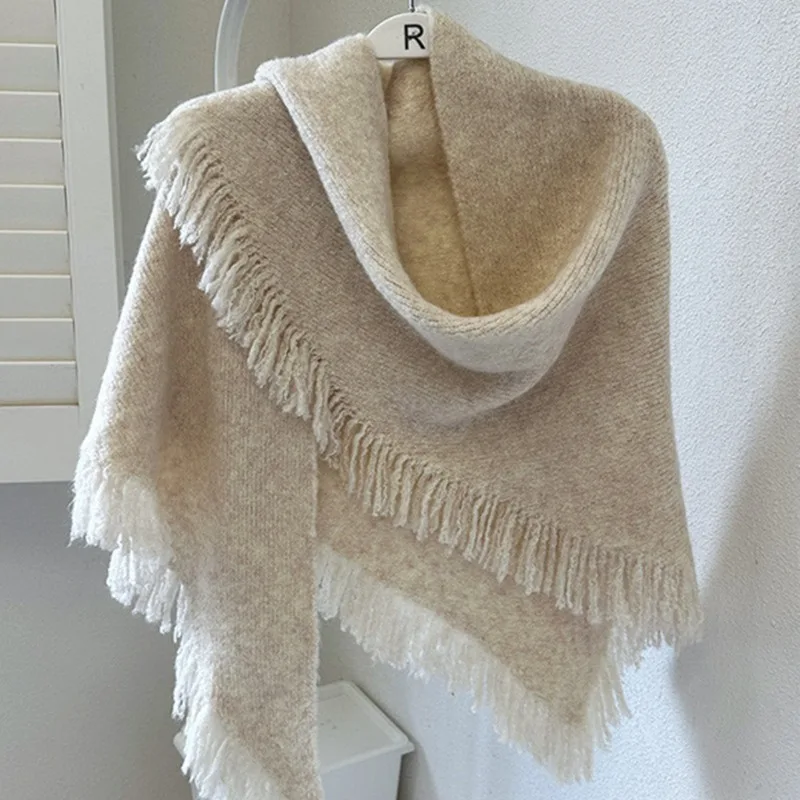 الأكثر مبيعا على طراز شال مهدب متعدد الوظائف للشتاء والخريف نمط جديد للنساء ملابس خارجية أنيقة وشاح الرأس