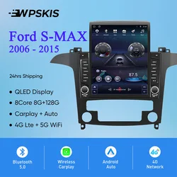 8Core 8G+128G Carplay Auto Car Radio Audio Stereo Tape Recorder HU Head Unit For Ford S-MAX S MAX 2006 - 2015 GPS DVD Cassette