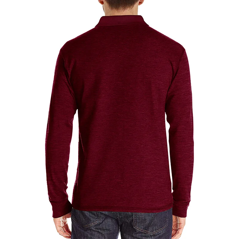 Frühling Trend männer Langarm Casual T-shirt Solide Revers Button Up Pullover Tops Herbst Drehen Unten Kragen Bodenbildung Polo-Shirt – Detail 36
