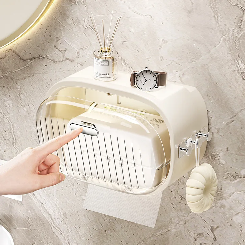 

Toilet Tissue Box Bathroom Washcloth Storage Box Multifunctional Wall Mounted Waterproof Paper Drawer Bathroom Accessories