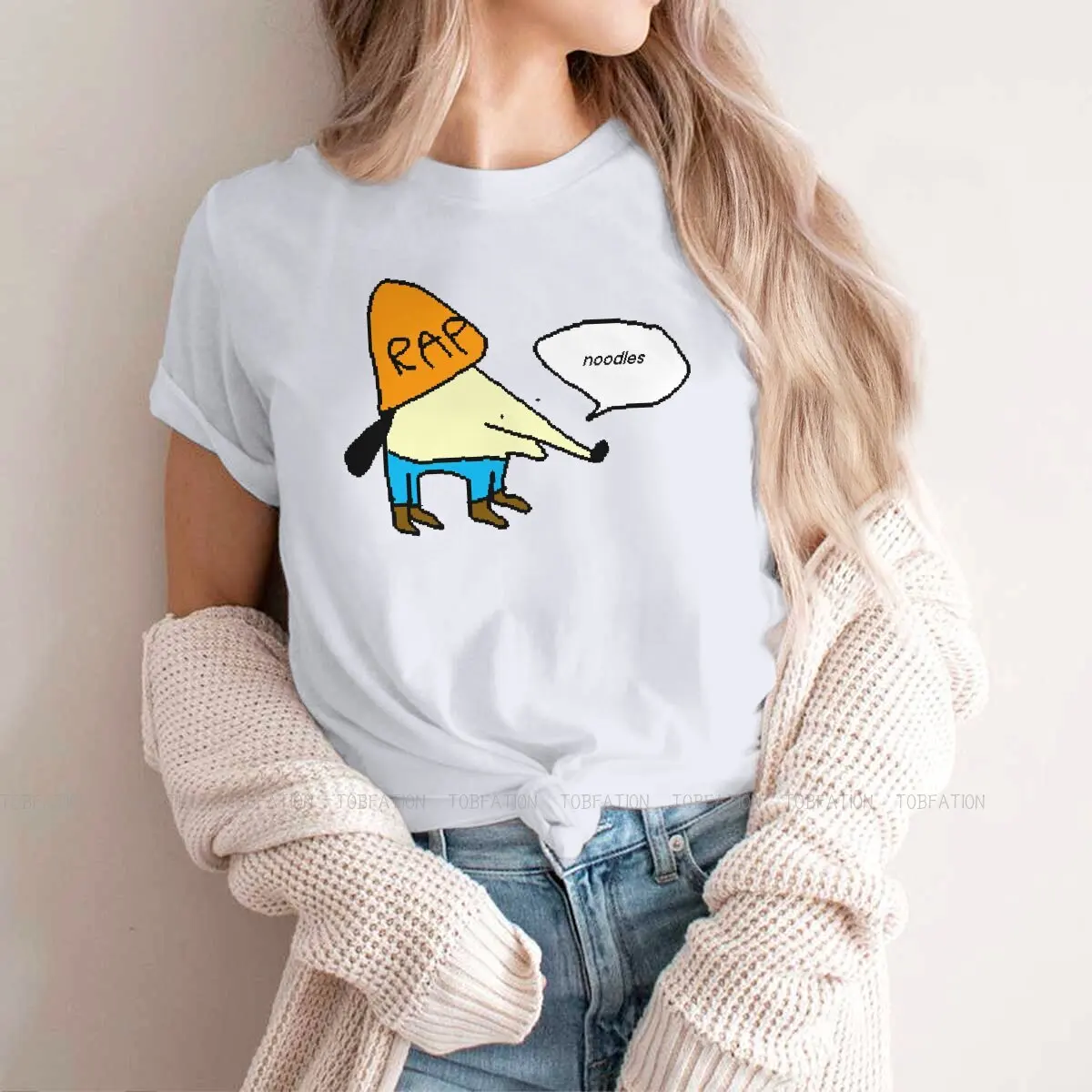 Noodles TShirt For Girls PaRappa The Rapper Rhythm Game Tees Harajuku Female T Shirt Basic Graphic Oversized