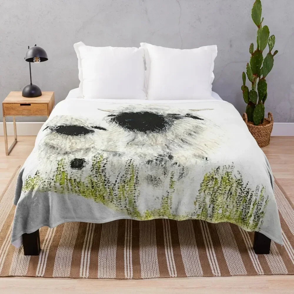 

Valais Blacknose Sheep by Sam Coull Throw Blanket Cute Winter beds Camping Summer Blankets
