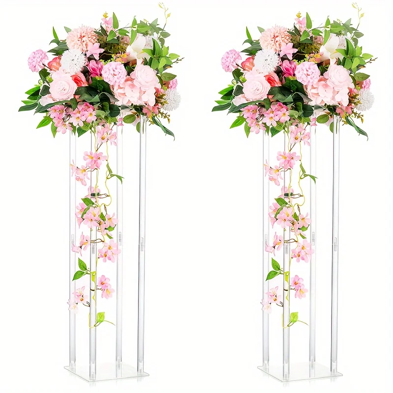 

Acrylic transparent cylindrical flower stand vase, 31.5-inch high vase used as centerpiece for wedding tables, birthday parties,