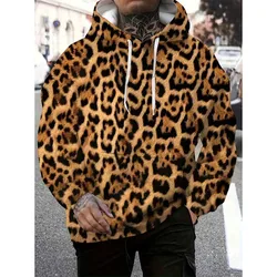 Leopard 3D Print Hoodies Men's Streetwear Oversized Hooded Sweatshirts Harajuku Tracksuits Y2k Pullover Tops Coat Male Clothing