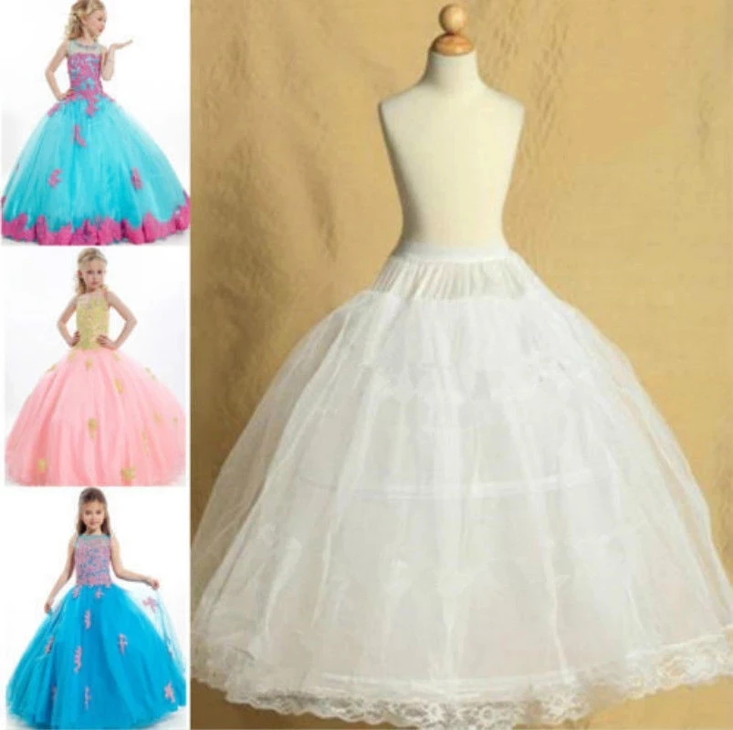 Kids Petticoats For Flower Girls Little Girls Crinoline 3 Hoop Child Skirt Petticoat Length 75cm Suitable For Girls Aged 2-14