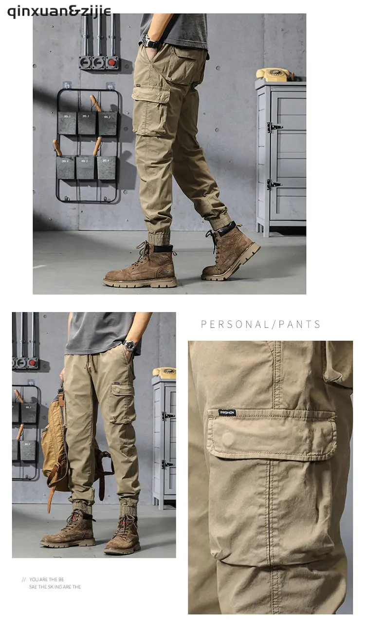 2022 New Multi-Pockets Winter Cargo Pants Men Fleece Liner Thick Warm Slim Fit Joggers Streetwear Casual Cotton Thermal Trousers