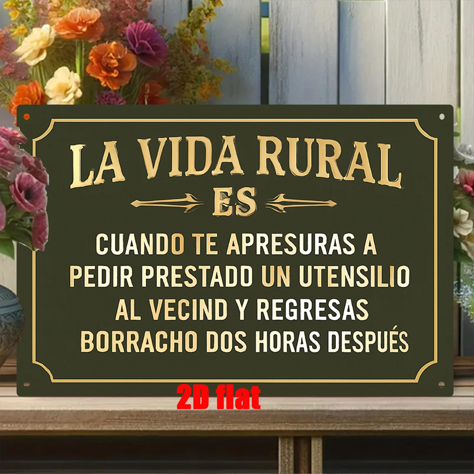 - ,  Metal Wall Art Sign, Wall Decoration Plaque, Spanish Rural Life Iron Sign, Suitable for Home Yard, Porch, Garden, Terrace,