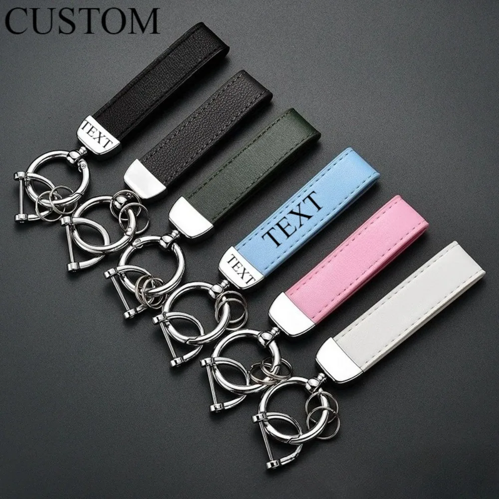 

Laser Engrave Leather Keychain for Men and Women Vintage Personalized Metal Keyring Customized Car Logo Key Chain Gift