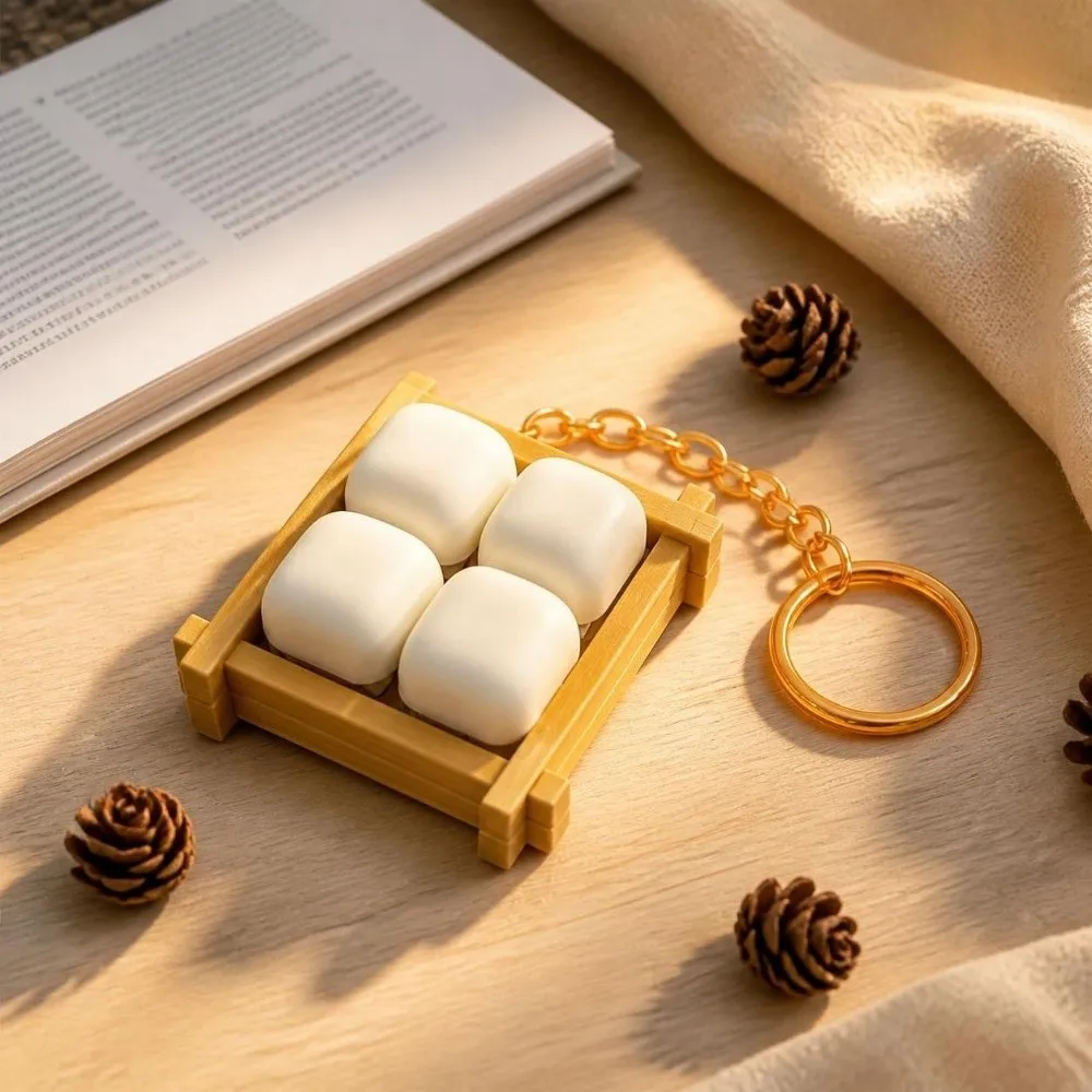 3D Printed Food Keycap Keychain Cartoon Food Design Crisp Clicking Sound Keycap Clicker Keyring Rebound Button Smooth Edges
