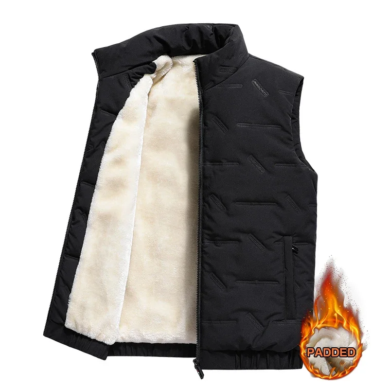 

2025 Autumn and Winter Fashion Men's Cotton Vest Jacket Casual Multifunctional Plus Size Warm Hooded Sleeveless Men's Top