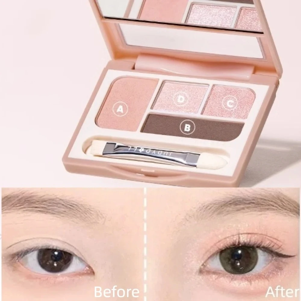 Judydoll 4-Farben-Lidschatten-Palette, Rouge, Eyeliner, Lidschatten, Highlight-Konturpalette, Seidenraupenplatte, Gesicht, Aufhellung, Make-up