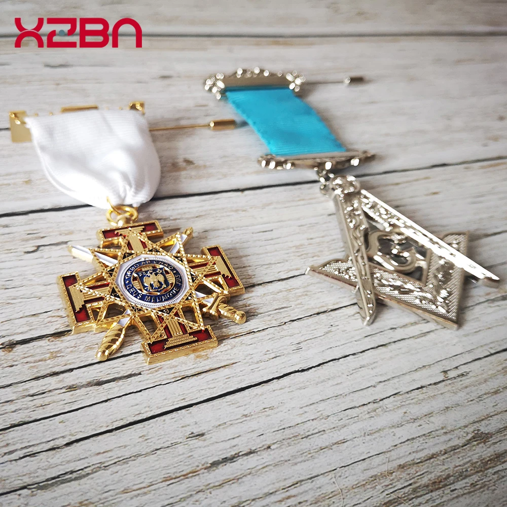 Masonic Lapel Pins Badge Mason Freemason Retro Brooch Freemasonary Member Ribbon Of Honor Suit Accessories Rank 33 Zinc Alloy