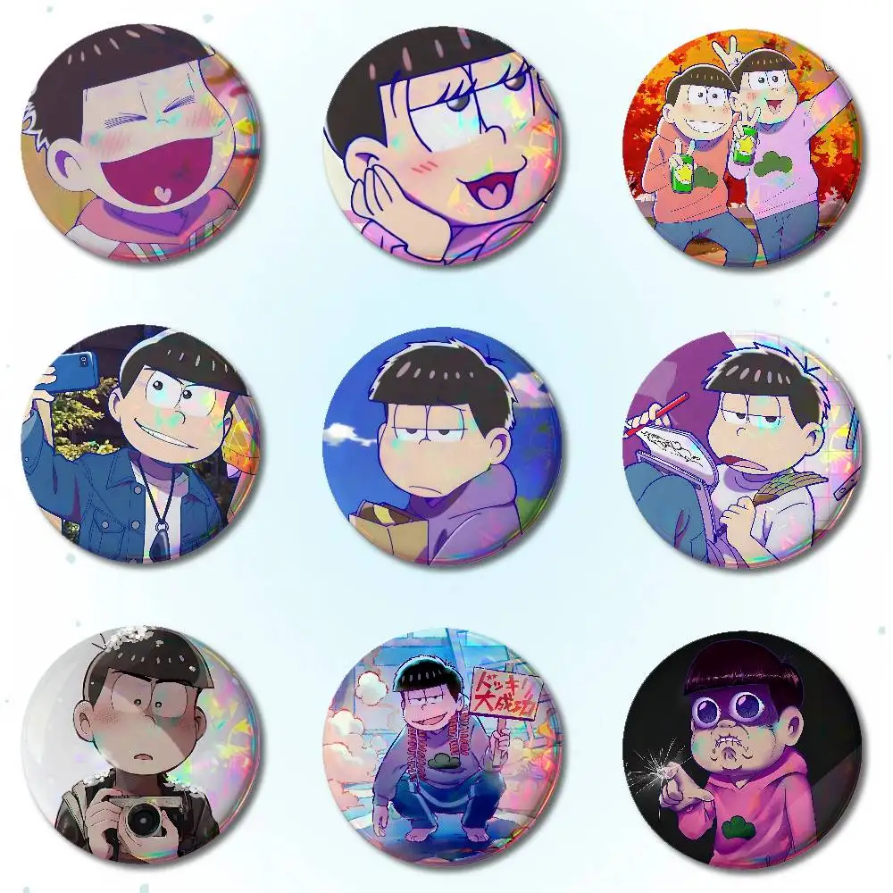 O-Osomatsu S-San Funny Badges Round Brooch Cute Cartoon Idol Cosplay Badges DIY Backpack Clothing Jewelry Pins