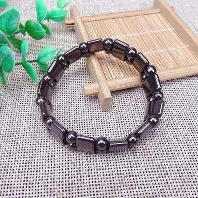 Classical Hematite Energy Beaded Elastic Magnetic Therapy Health Care Loss Weight Bracelets Slimming Health Care For Men Women