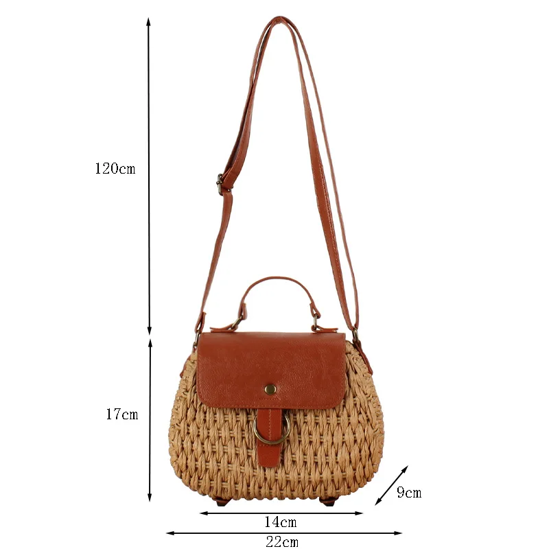 Vintage Wind Single Shoulder Crossbody Straw Bag Tote Summer Beach Straw Bag