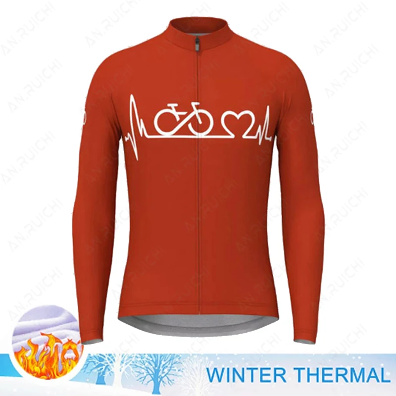 Men Cycling Jersey Long Sleeves Winter Fleece Cycling Clothing MTB Bike Shirts Uniform Warm Bicycle Jacket Maillot Ropa Ciclismo