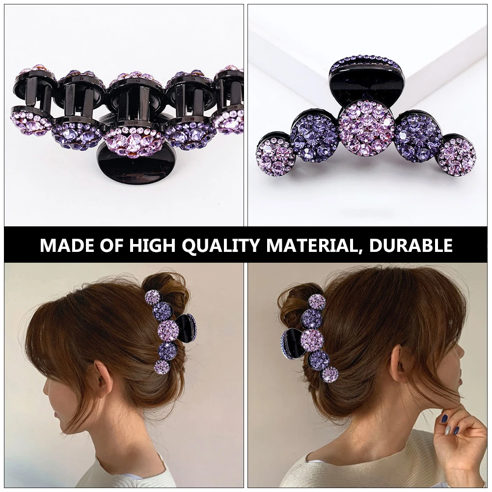 

Violet Hair Claw Rhinestone Jaw Clip Elegant Acetate Resin Decorative Clamps Lightweight Durable Smooth Surface Perfect Women
