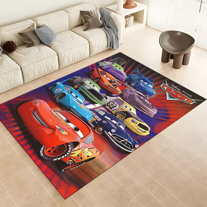 Disney-Tapis à motif Mcqueen Red Cars Rains, Tapis de jeu pour chambre à coucher, Tapis de salon, Polymères rampants, Cadeau de Noël