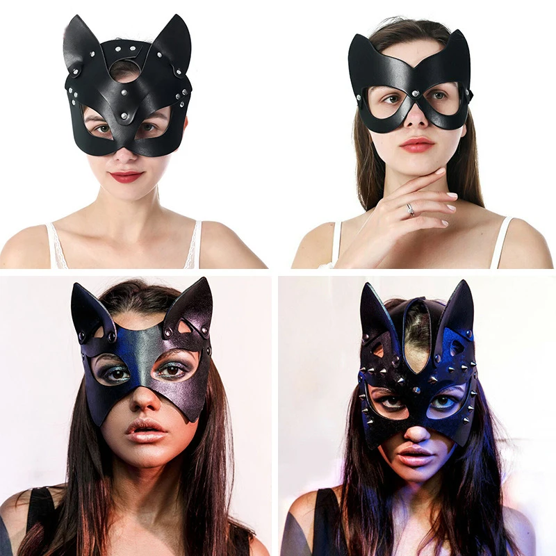 

BDSM Erotic Women Sexy Mask Half Face Fox Cosplay Leather Sex Mask Halloween Party Mask Masquerade Ball Fancy Masks Adult Games