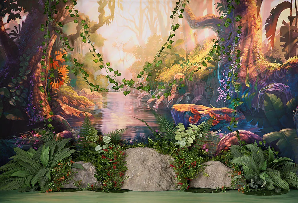 Spring Forest Photography Backdrops Children Portrait Photo Wallpaper Fairy Tale Wonderland Decoration Studio Photo Background