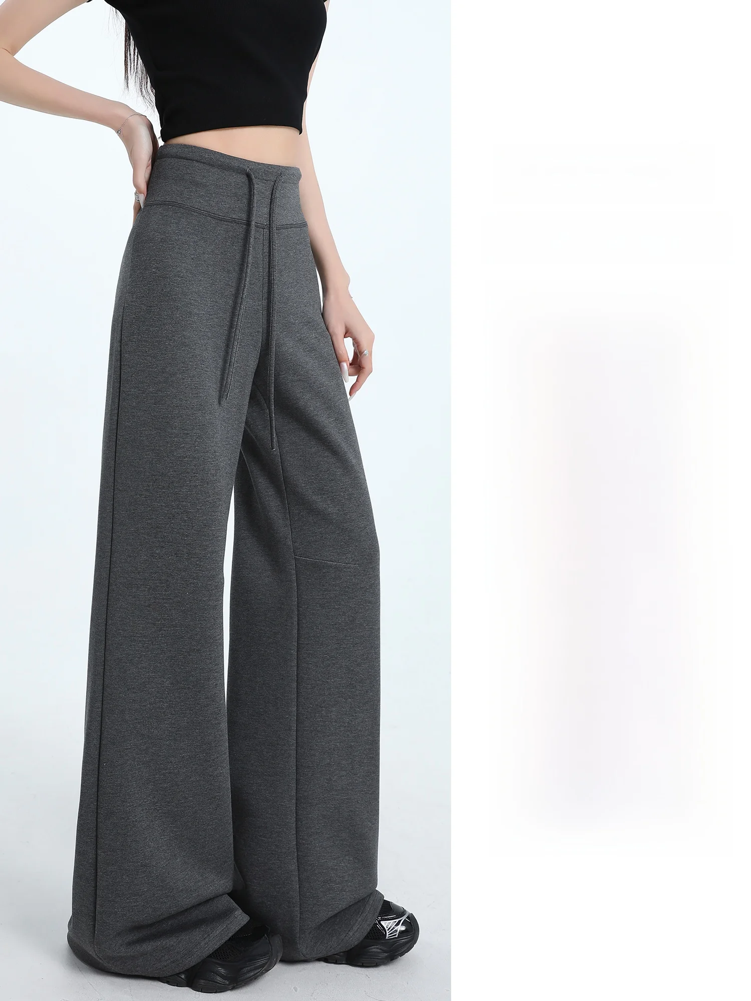 Damskie spodnie sportowe do jogi z wysokim stanem i szerokimi nogawkami, dopasowane, wygodne spodnie codzienne z mieszanki poliestru o wysokiej elastyczności.