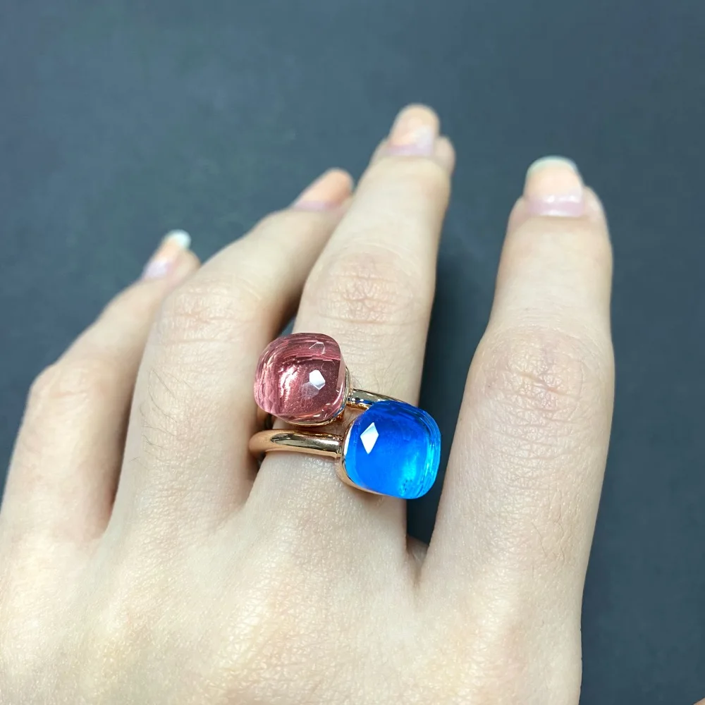 

2Pcs/Set Classic Ring Stacked Mix Color Crystal Ring 30Colors Candy Style Ring Jewelry Birthday Gift For Women