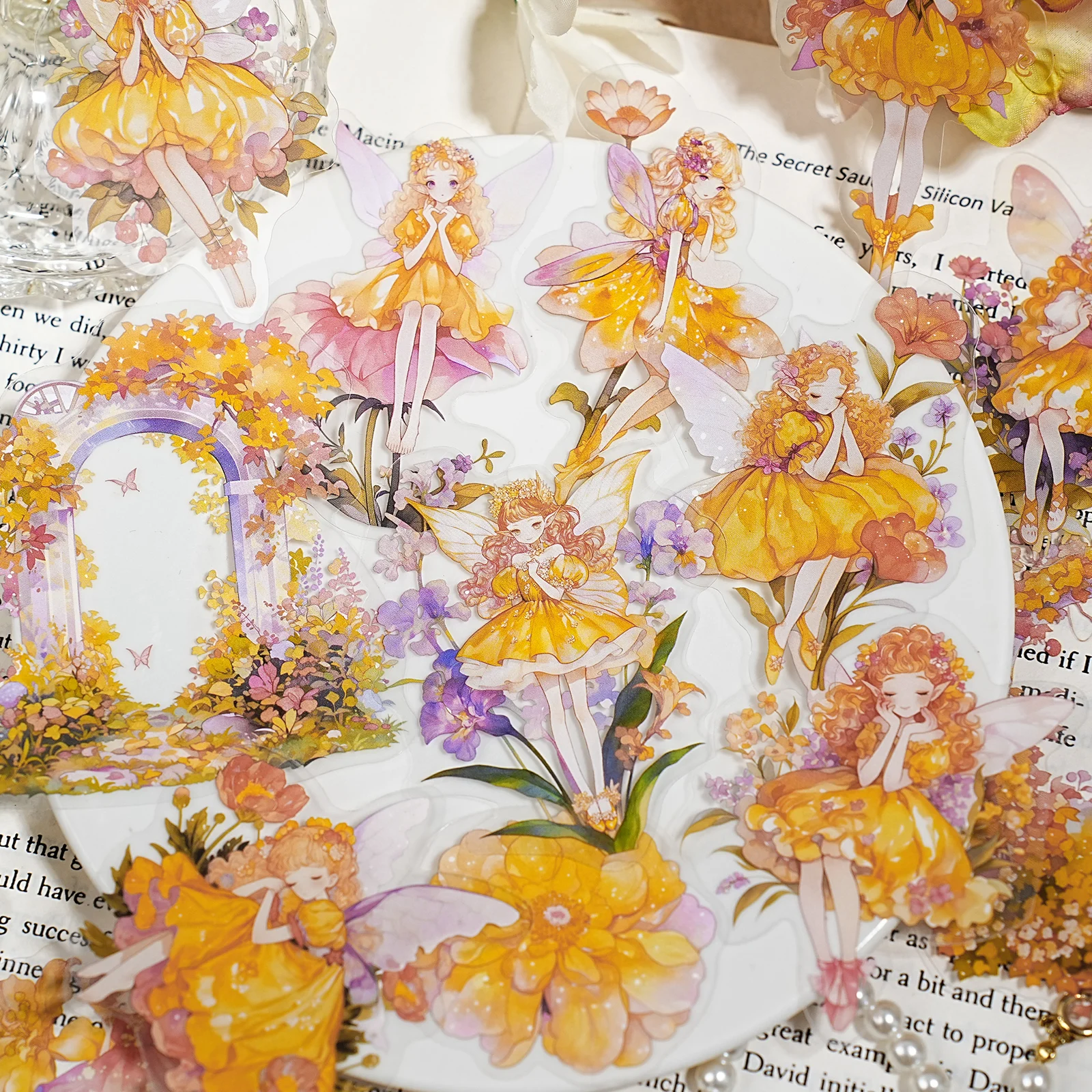 Etori Life Flower Hedge Fairyland Vintage Style Autumn Elf Pattern Pet Sticker Pack DIY Scrapbooking Supplies, Notebook, Phone Stickers, Photo Album, Handmade Artwork, Toy Stickers, Die-Cut Craft, Waterproof Decals