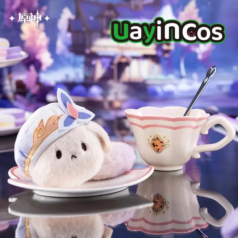 Official Nicole Reeyn Tea Cup Genshin Impact Plate Set Cup Accessories Coffee Cup Cup Doll Keychain  Anime Game Toy Gifts Cospla