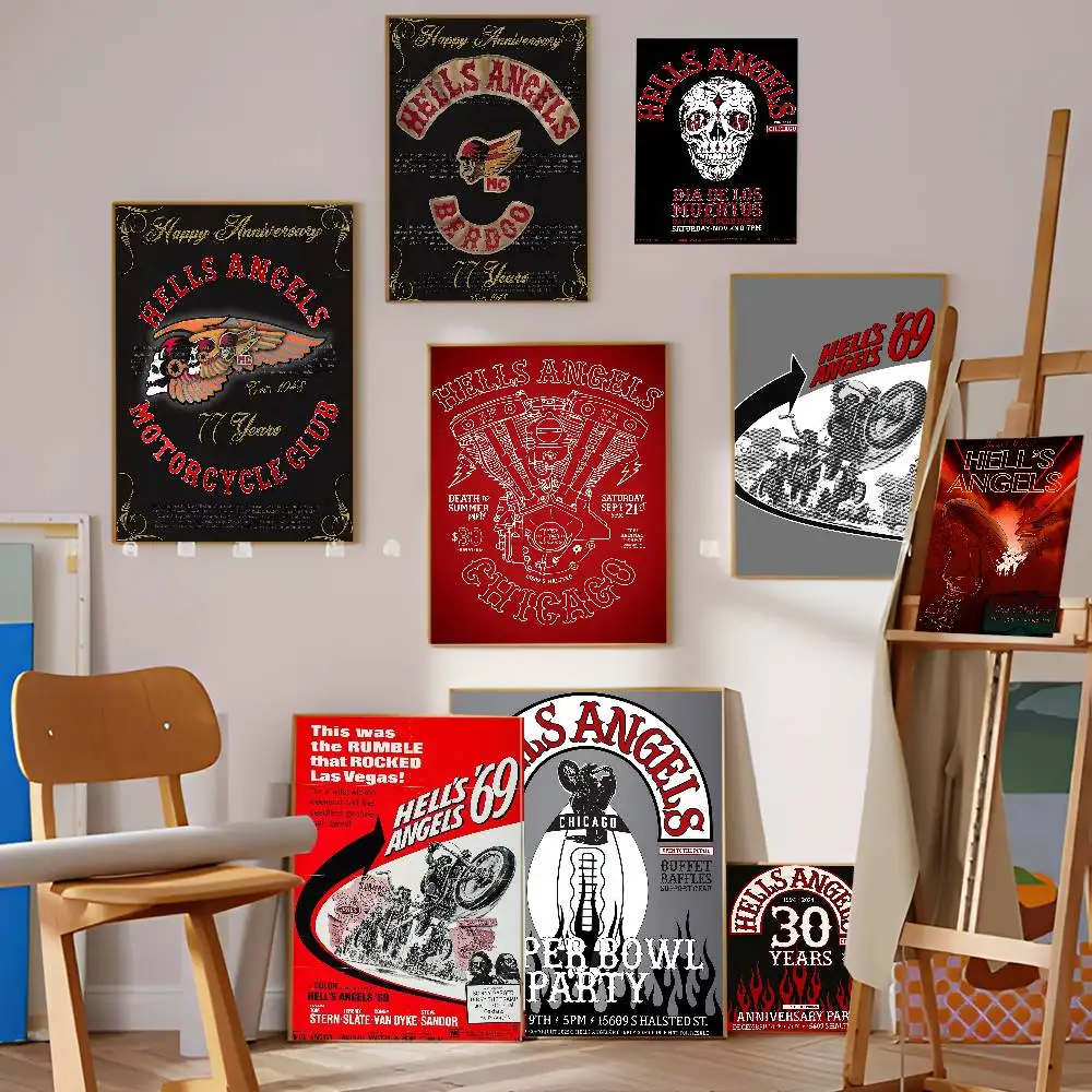 H-Hells A-Angels موتو الكلاسيكية خمر الملصقات خمر غرفة المنزل بار مقهى ديكور الشمال ديكور المنزل