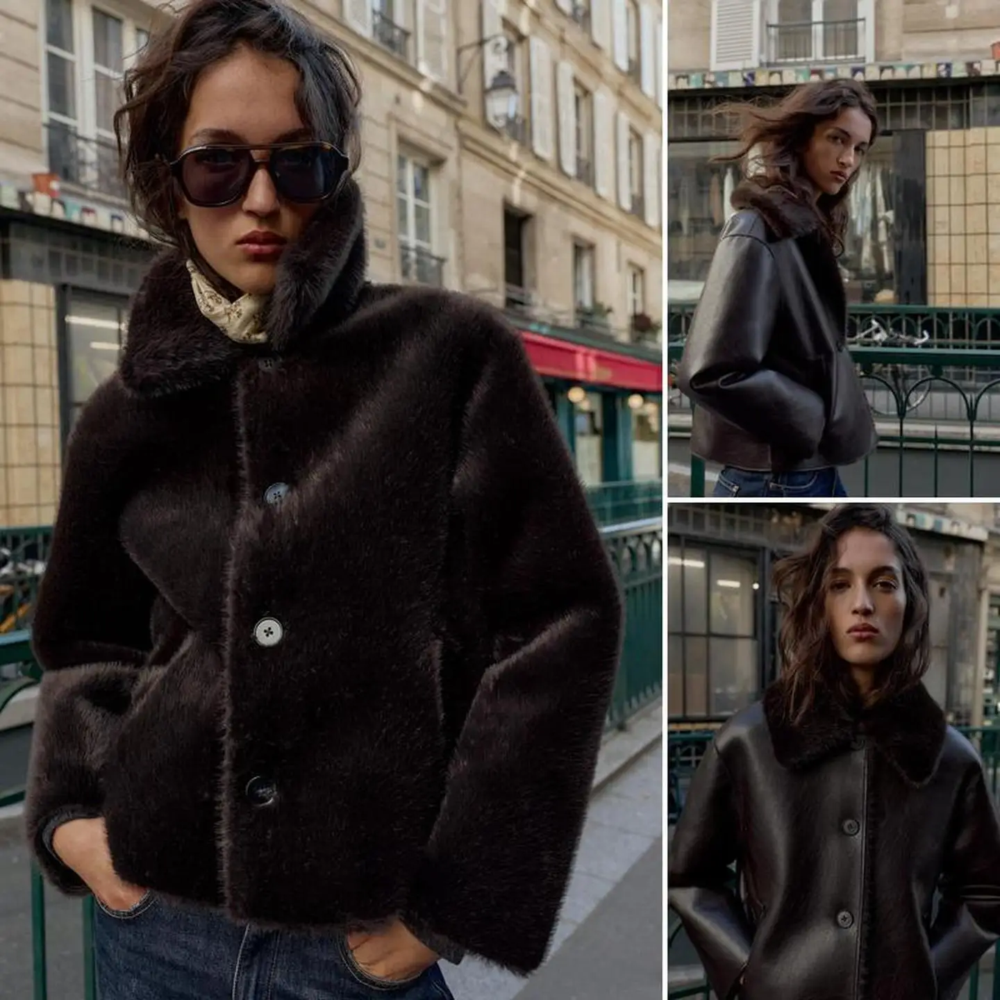 جايت من الجلد الصناعي على الوجهين مع زر إغلاق طويل Sve طوق قابل للفصل سحاب كيت للنساء منتصف العام وصول جديد #2