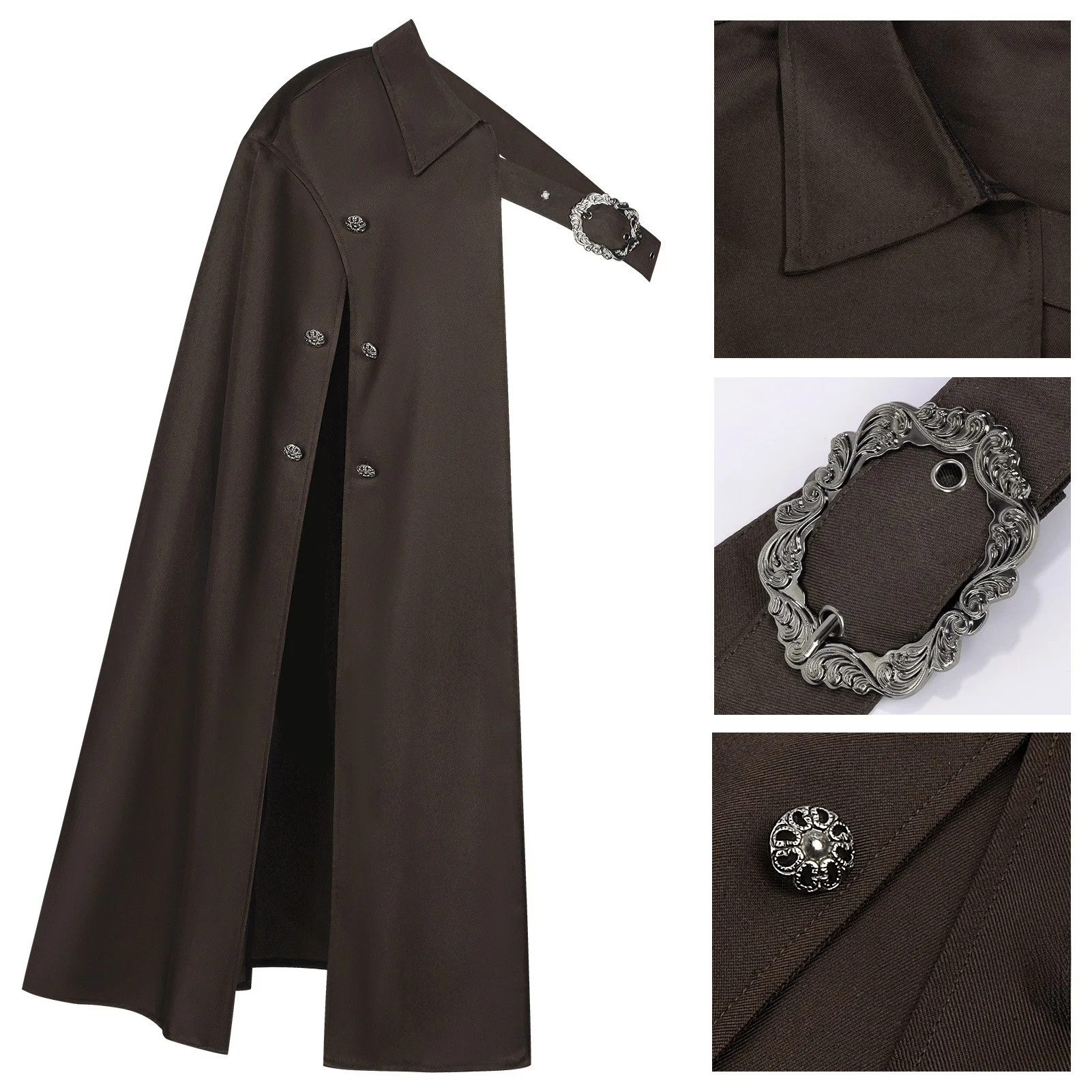 Steam Punk Shoulder Shawl Half Shoulder Cloak with Belt Halloween Performance Knight Costume Women's Ethnic Stage Clothing