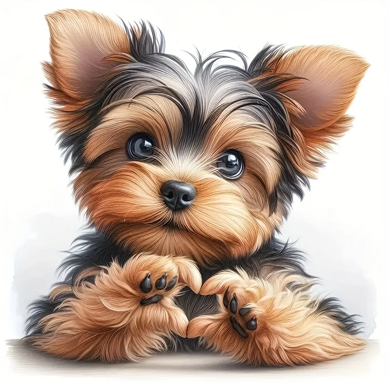 6-Inch Shiny Cartoon Yorkie Film Sticker, Self-Adhesive Fantasy Animal Sticker, suitable for cars, laptops, mobile phones, walls