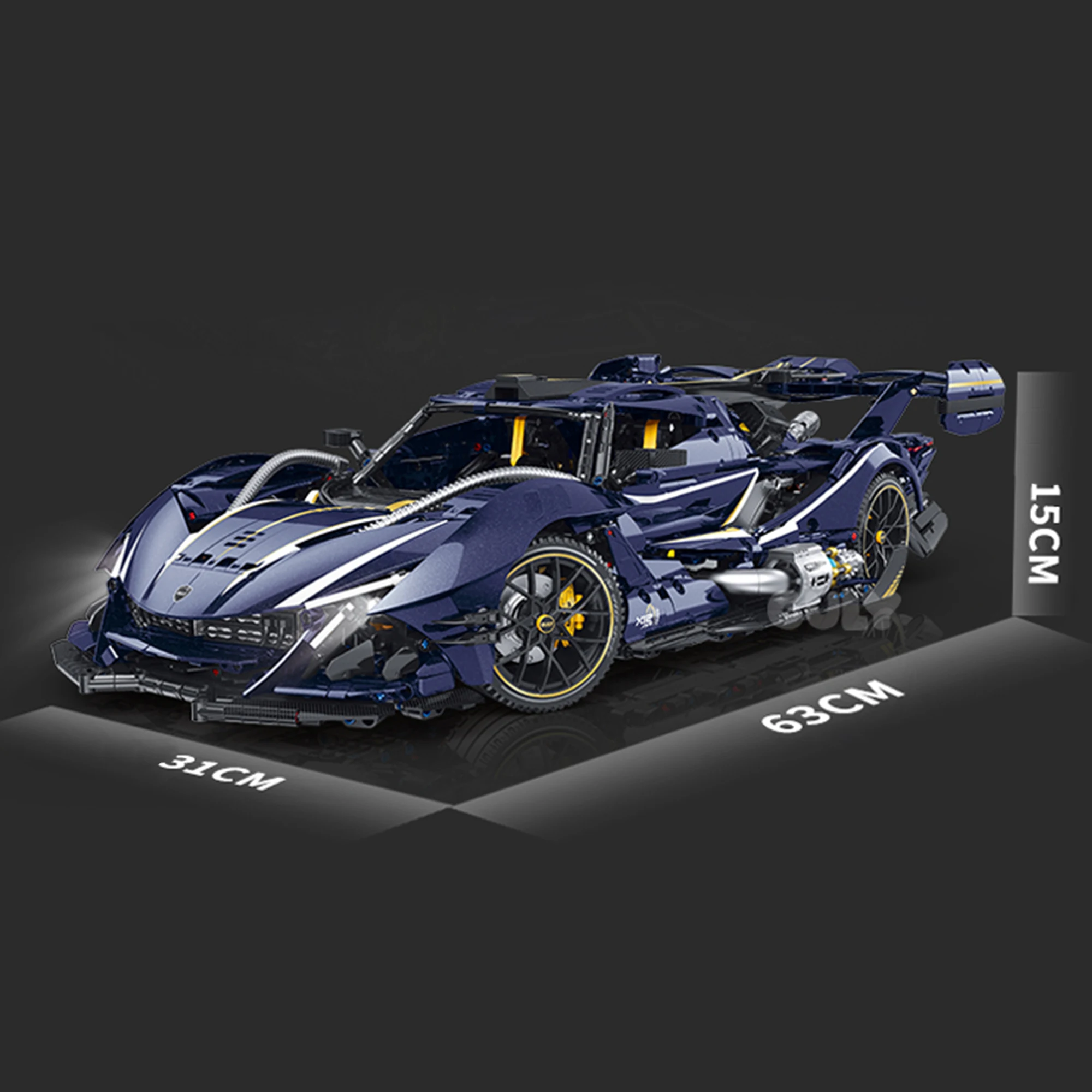 GULY10641 1:8 Model Supercar, Klocki, Kreatywny Model Samochodu Technologicznego, Wyścigowy Samochód Miejski, Mechaniczny, Wysoki Poziom Trudności Montażu, Zabawka dla Dorosłych, Prezent