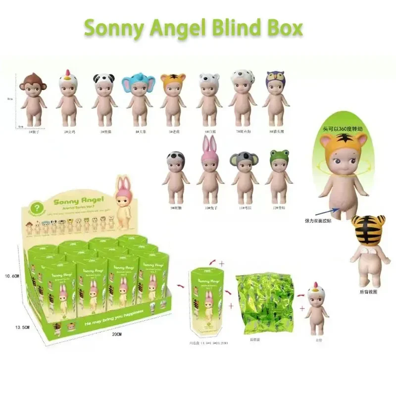 Sonny Angel สัตว์ Stand up Mini อะนิเมะตุ๊กตาอุปกรณ์เสริมตุ๊กตาเด็กของขวัญวันเกิดคริสต์มาส